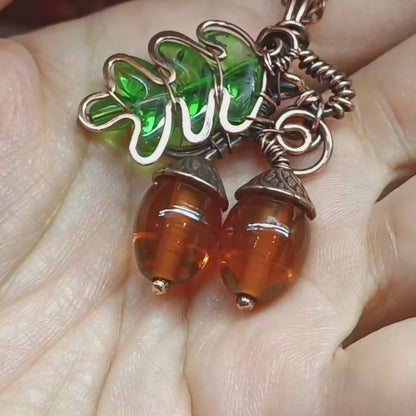 Oak and acorns SET (pendant plus earrings) 🍂
