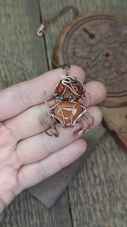 Carnelian crab pendant 🦀