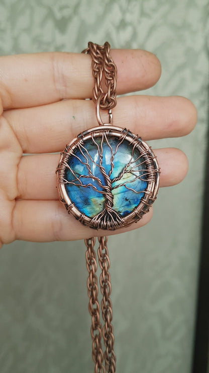 Labradorite tree of life pendant