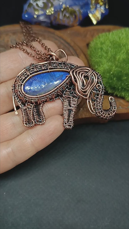 Blue elephant pendant.