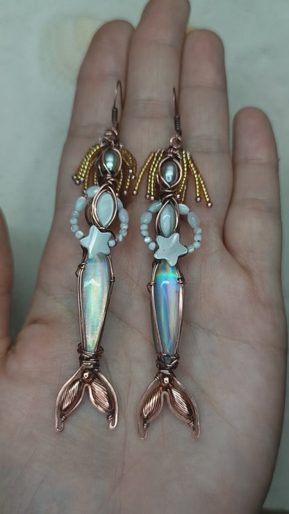 Mermaid seasters dangling earrings
