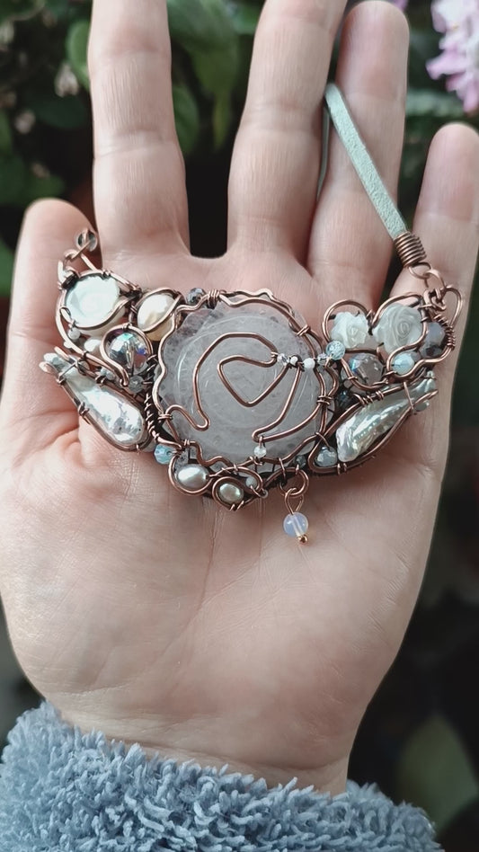 First snow. Rose necklace.