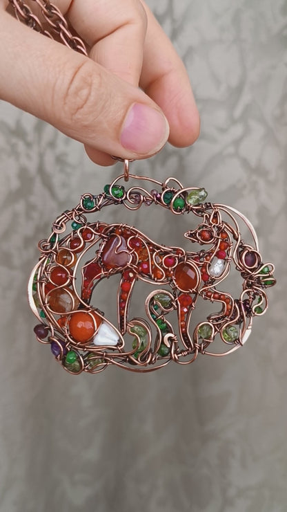 A day in the forest. Fairy tale fox necklace.