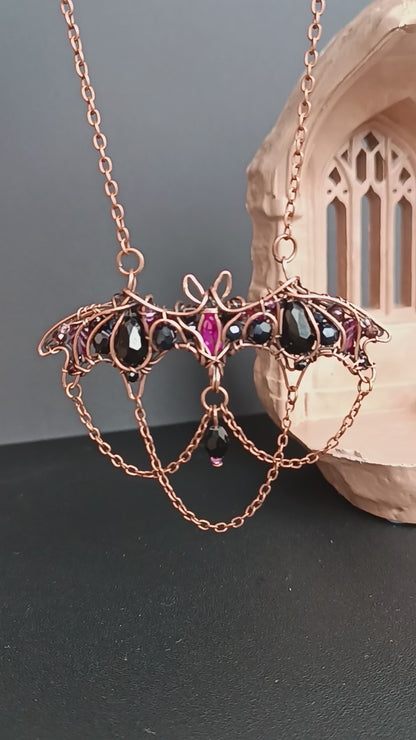 Dark lady. Bat necklace