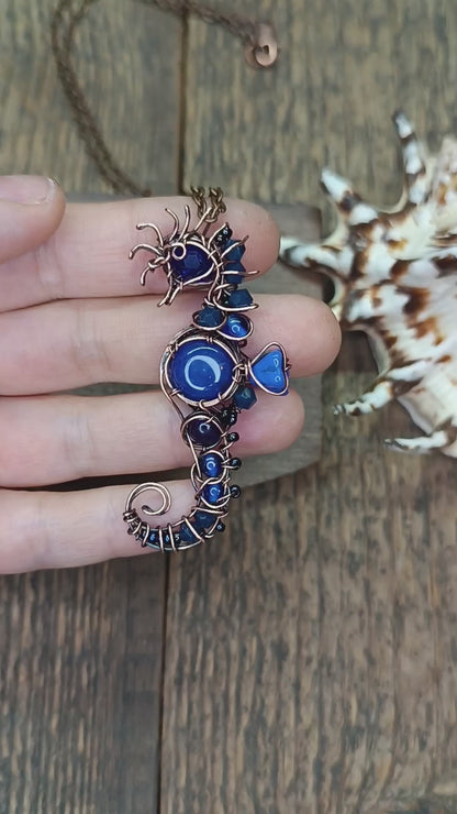 Blue lapis seahorse pendant