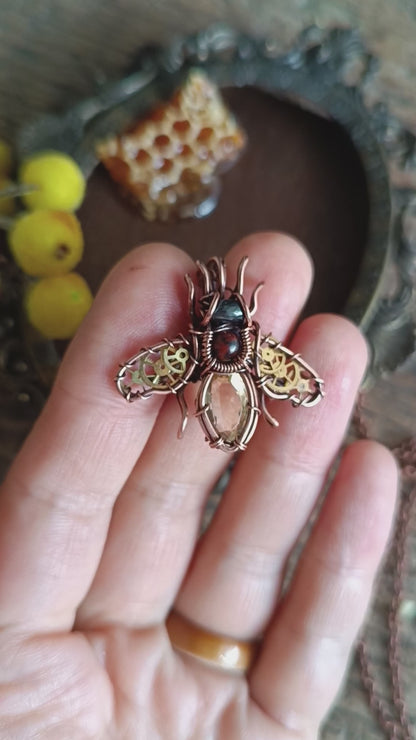 Golden wings bee pendant