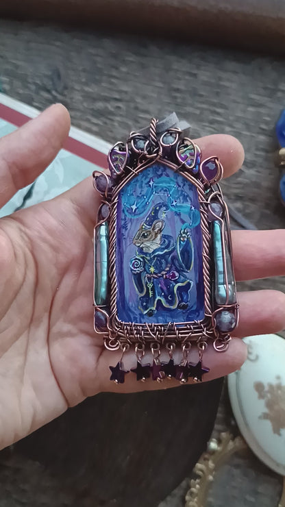"Tiny magician". Wearable art necklace.