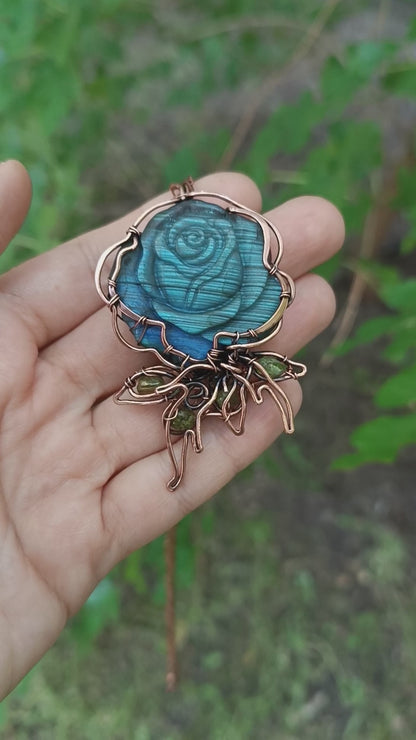 Blue rose pendant