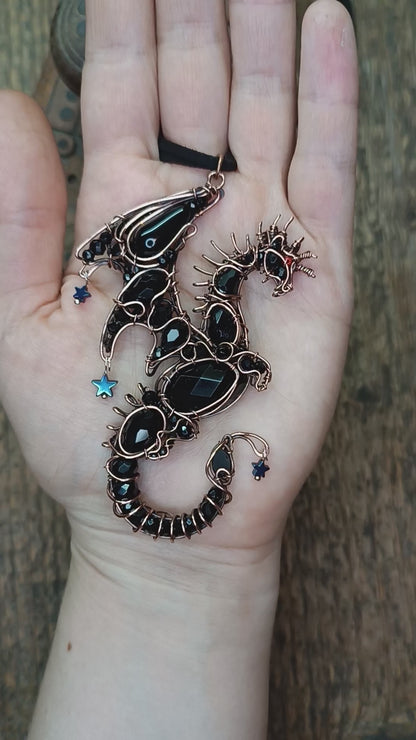 Midnight guardian. Dragon necklace.