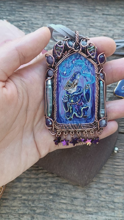 "Tiny magician". Wearable art necklace.