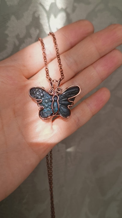 Labradorite butterfly pendant.