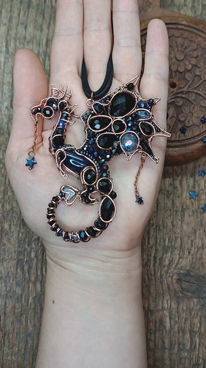 Stars keeper. Wire wrapped dragon necklace.
