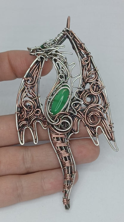 Silver and copper dragon necklace