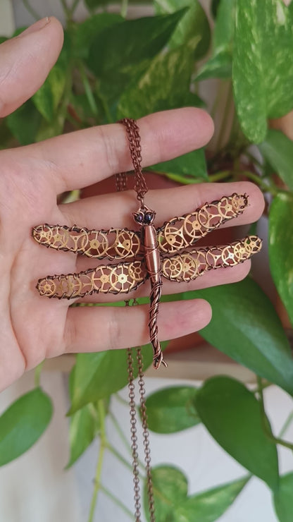 Steampunk dragonfly pendant