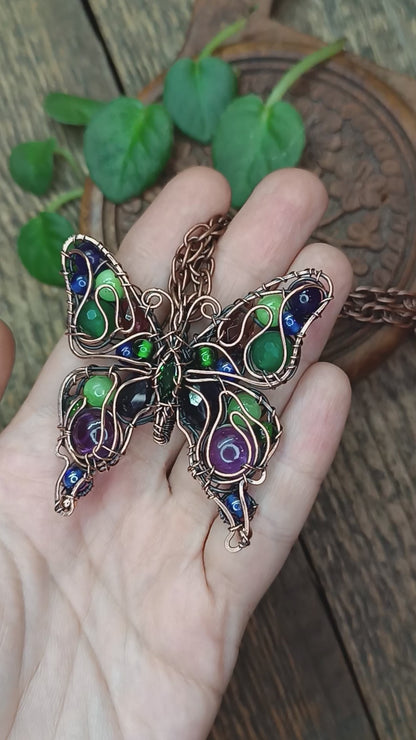 Wild grapes garden butterfly necklace 🍇🦋
