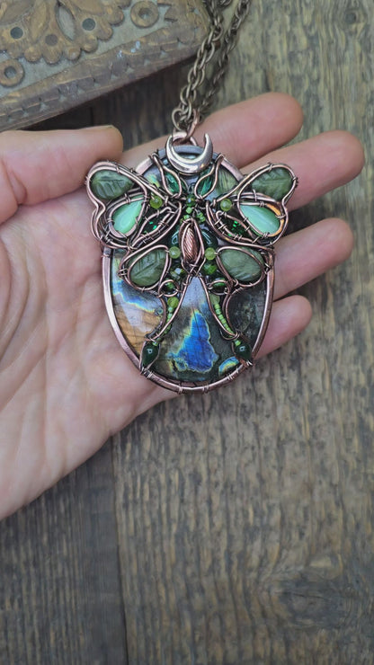 Luna moth necklace