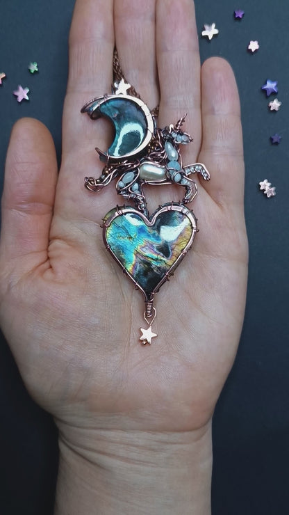 Space unicorn necklace.