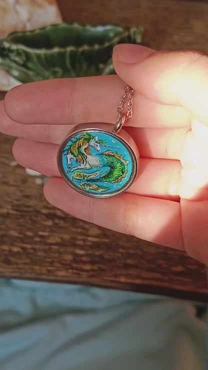 Magical unicorns. Miniature pendant.