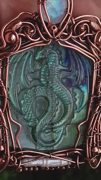 Blue dragon necklace