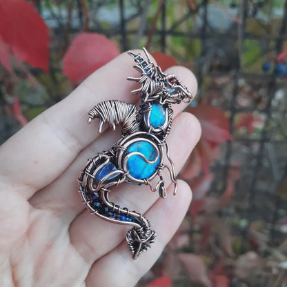 Blue dragon necklace