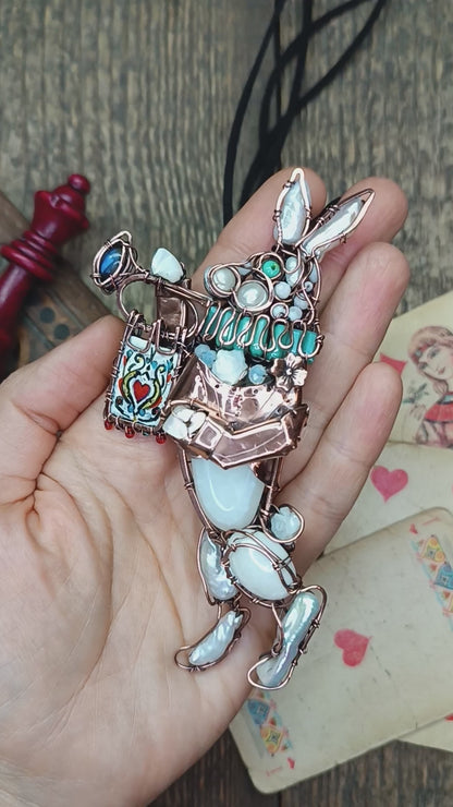 He's late for a super important date! 🐇🪊⏱️