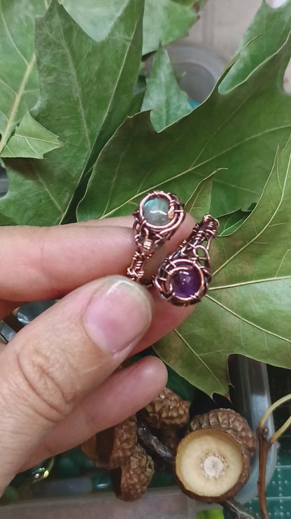 Labradorite+amethyst adjustable ring