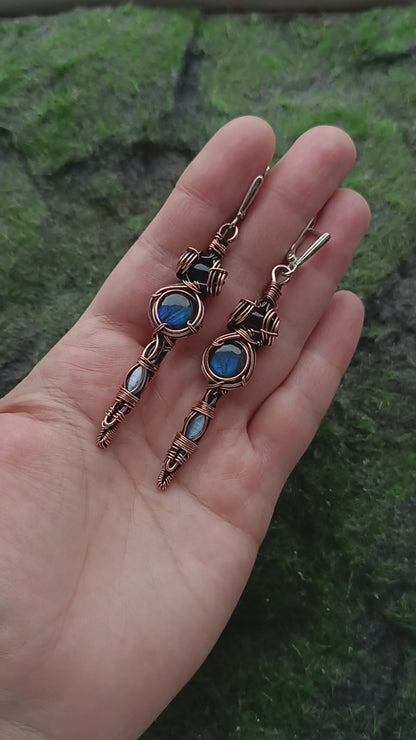 Blue labradorite dangling earrings