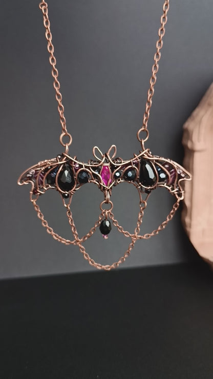 Dark lady. Bat necklace