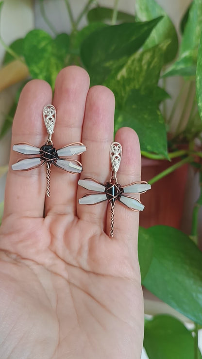 Dangling dragonfly earrings