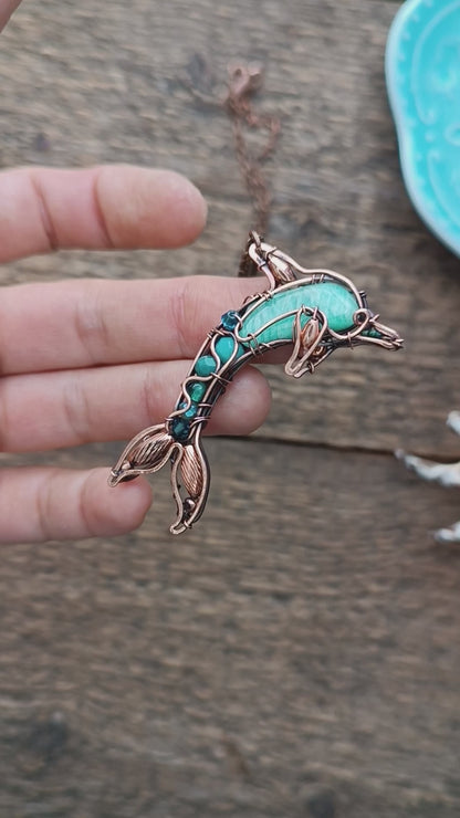 Amazonite dolphin 🐬 pendant