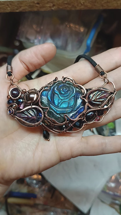 Midnight blooming. Statement necklace