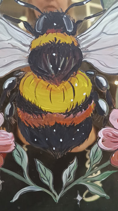 Bumblebee on metal. Acrylic painting