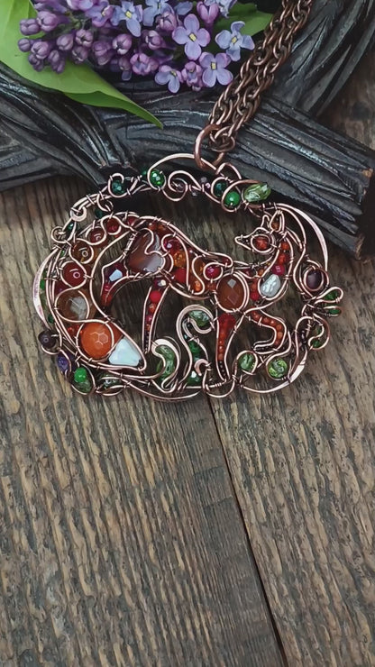 A day in the forest. Fairy tale fox necklace.