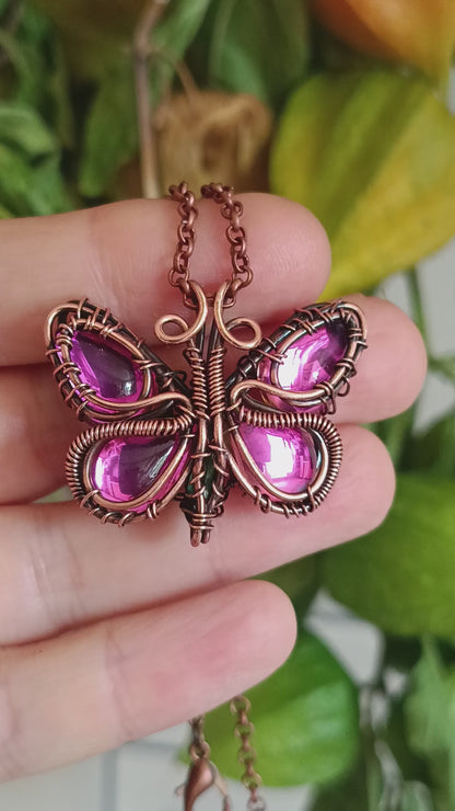 Magenta pink butterfly charm