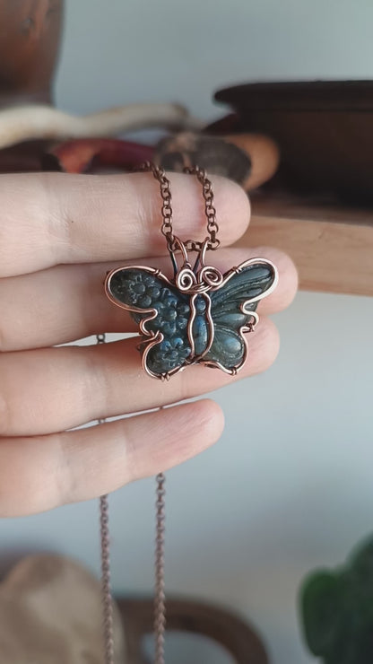 Labradorite butterfly pendant.