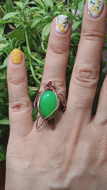 Green jade turtle ring. Size 5 US