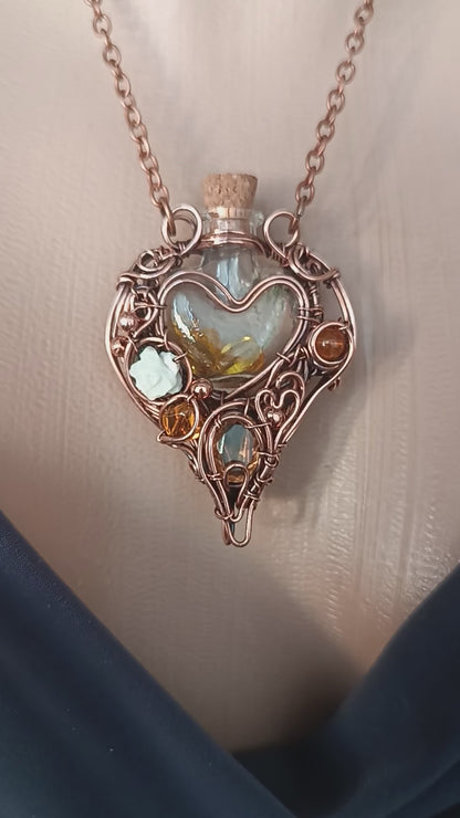 Citrine sunset. vial necklace
