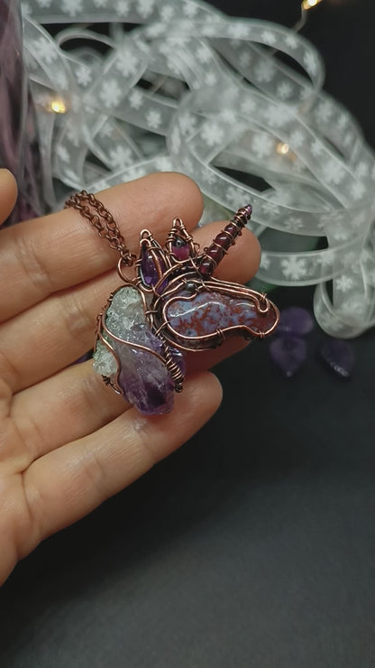 Lilac unicorn pendant.