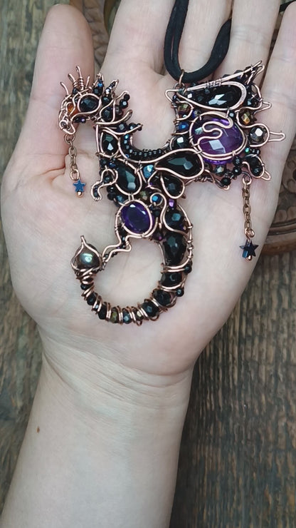 Amethyst midnight dragon necklace