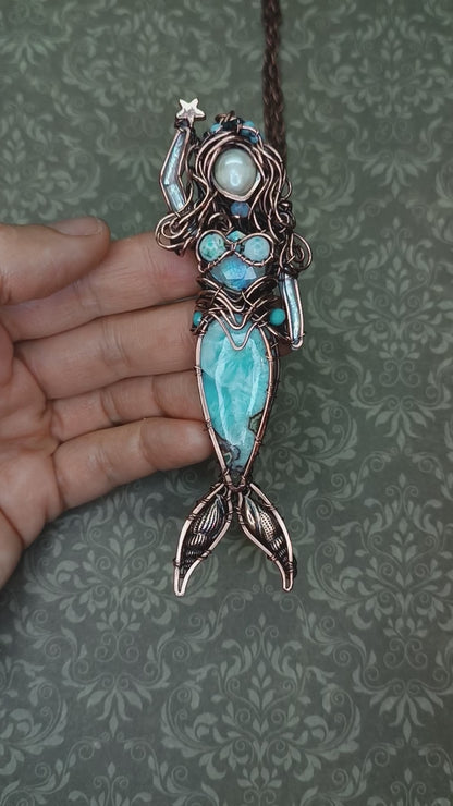Larimar Lagoon. Mermaid necklace