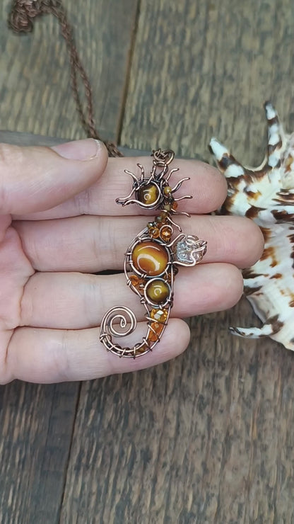 Tiger eye seahorse pendant