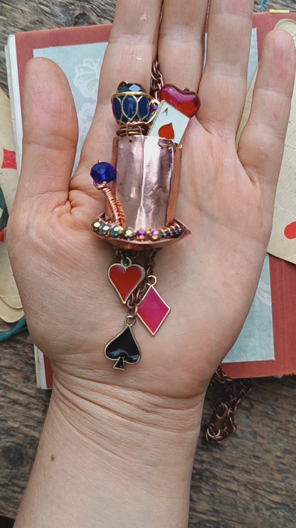 Mad hatter's hat necklace🎩♥️♠️♦️