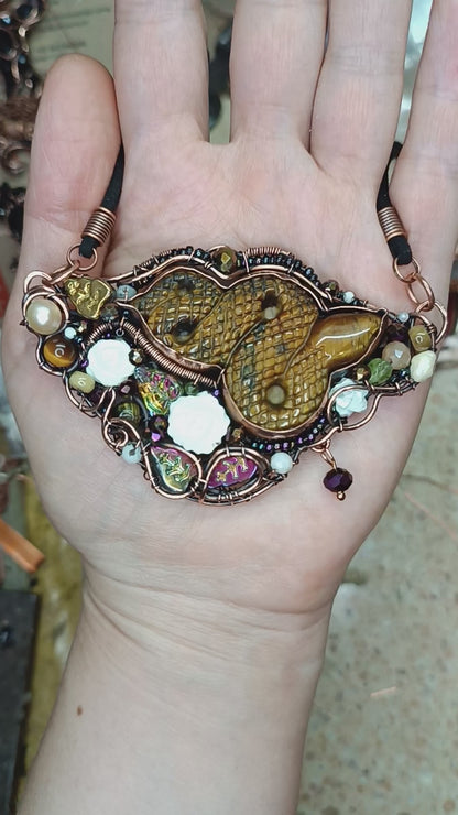 Golden tiger eye snake necklace