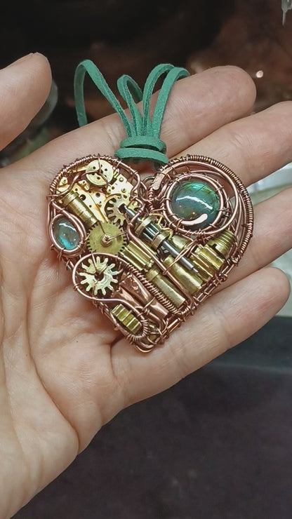 Steampunk heart necklace.