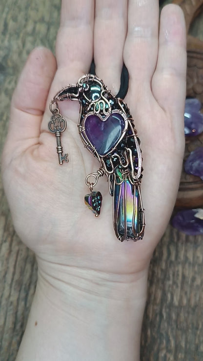 Amethyst 💜 Secret Keeper. Raven necklace.