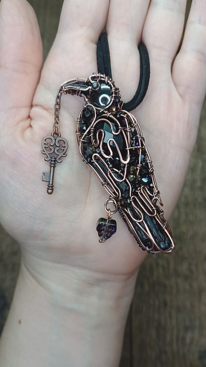 Secret keeper. Raven necklace.