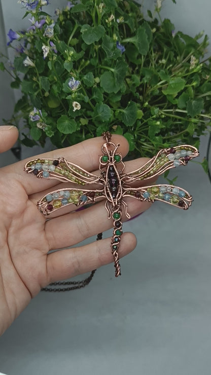 Sparkling wings dragonfly necklace