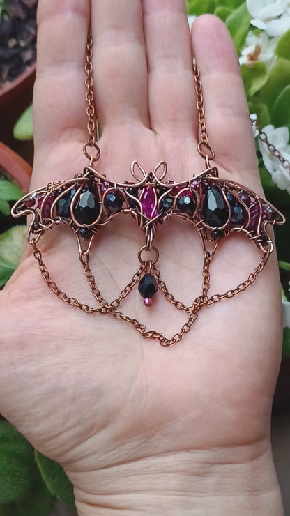 Dark lady. Bat necklace