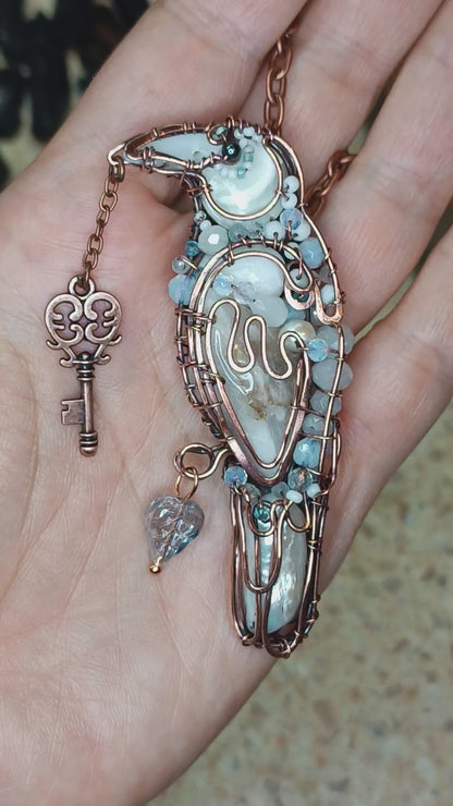 Secret keeper. White raven necklace. Rare version.