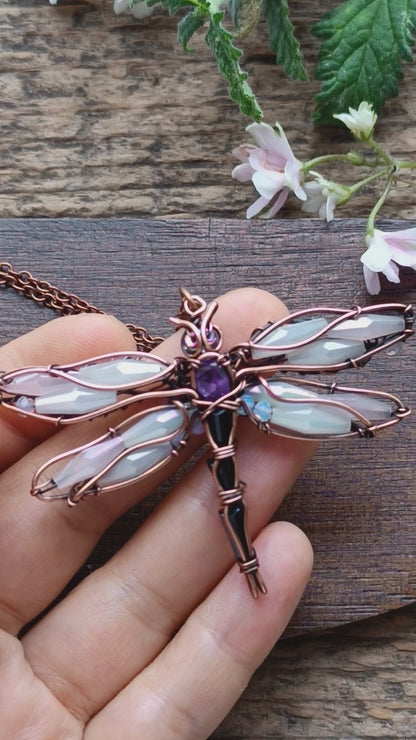 White dragonfly pendant
